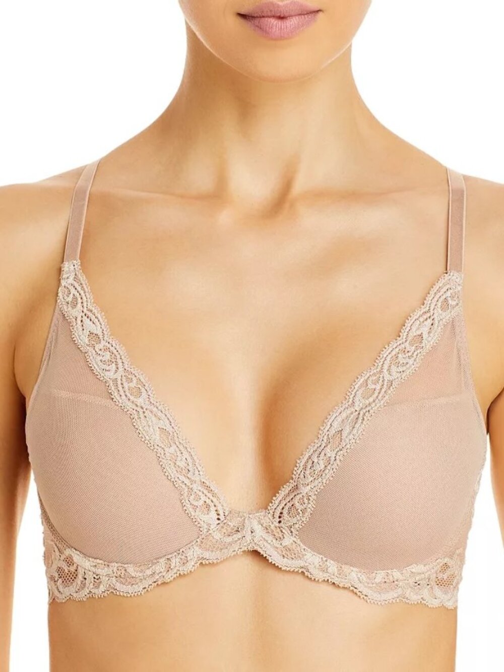 Natori Feathers Contour Plunge Bra NWT Size 34B